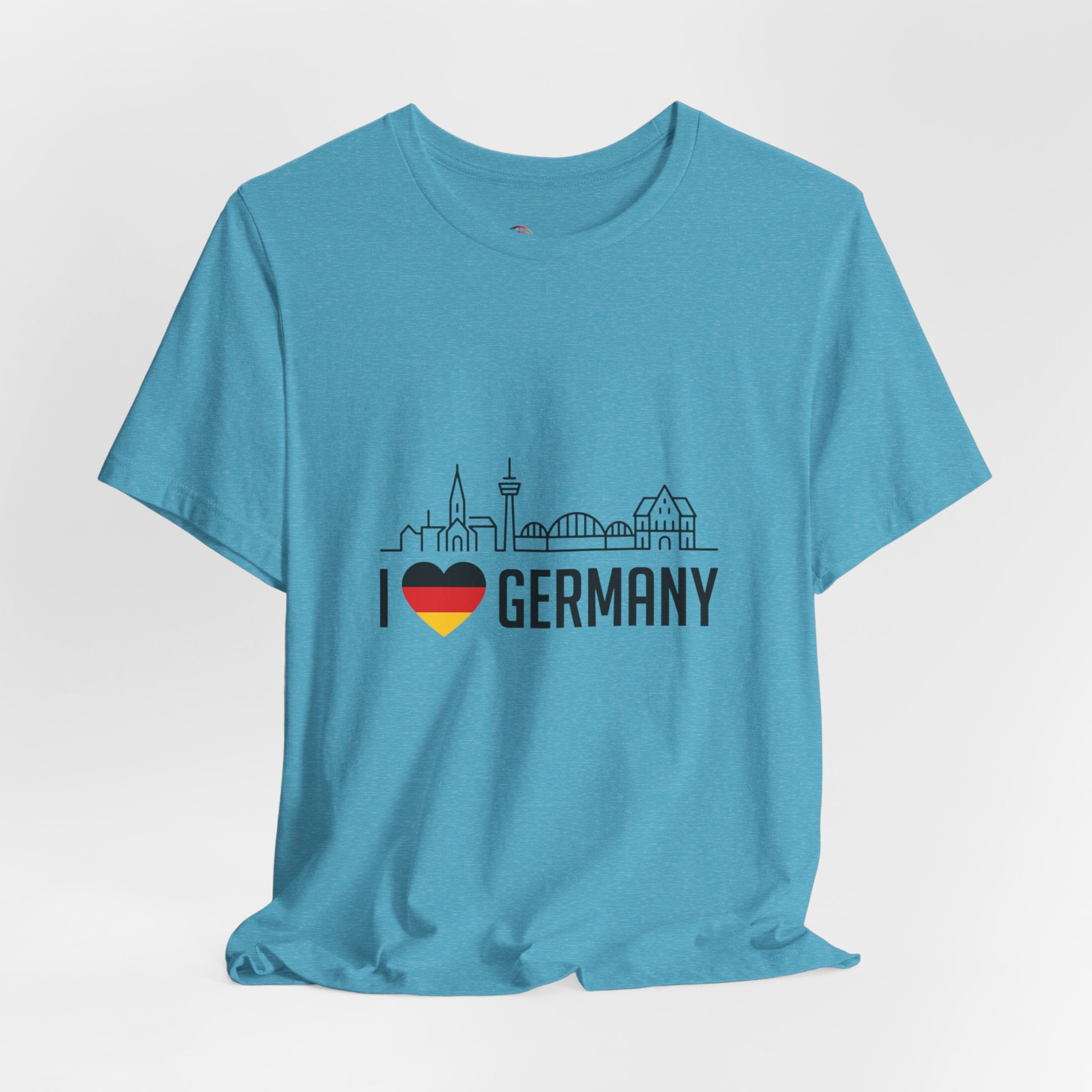 I Heart Germany Skyline T-Shirt — Love Germany Tee with Flag Heart
