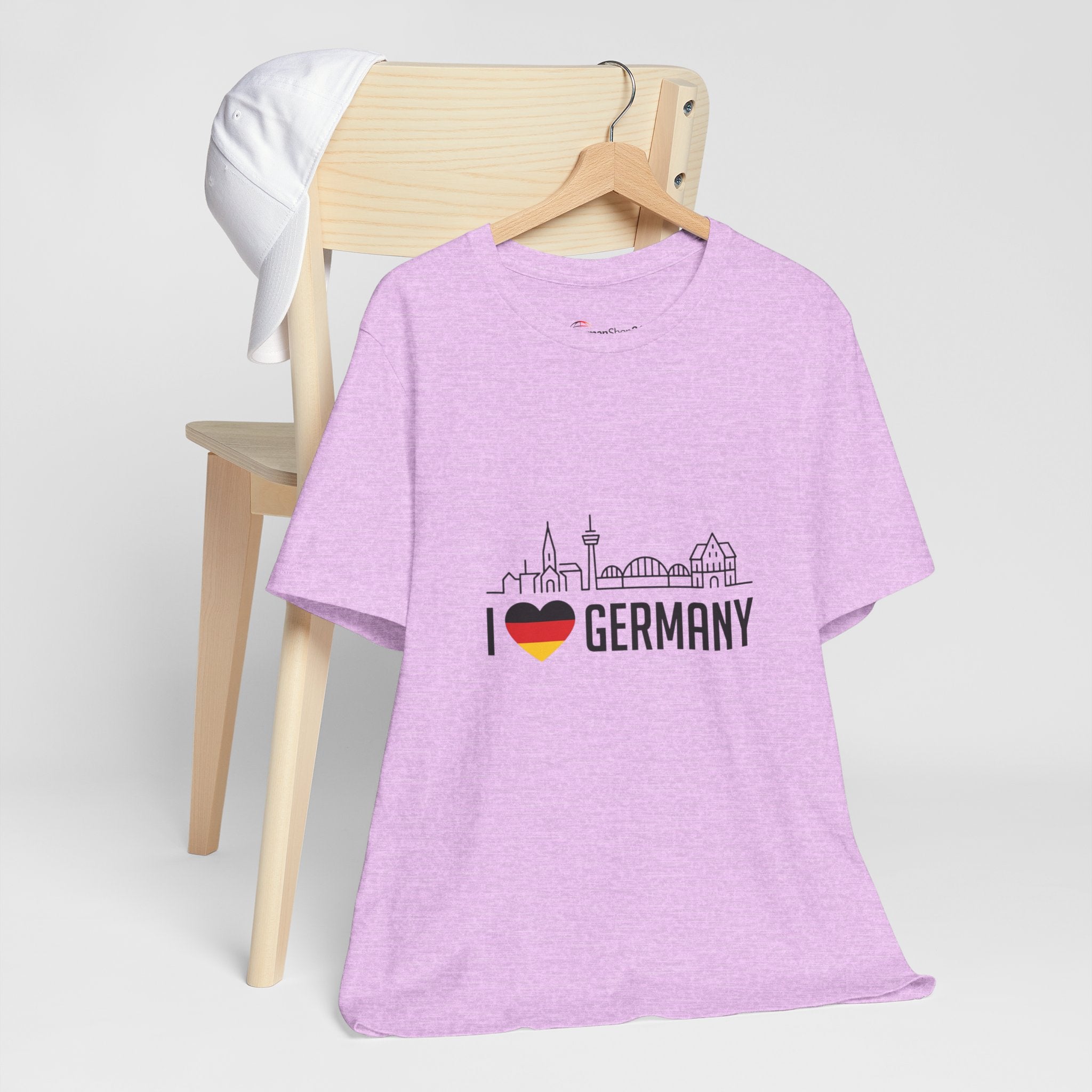 I Heart Germany Skyline T-Shirt — Love Germany Tee with Flag Heart