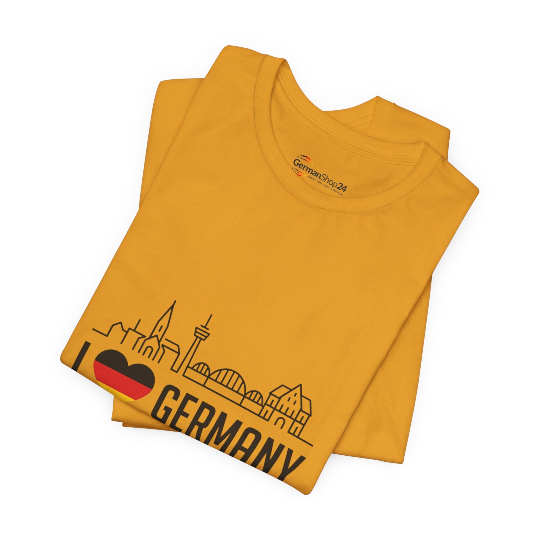 I Heart Germany Skyline T-Shirt — Love Germany Tee with Flag Heart