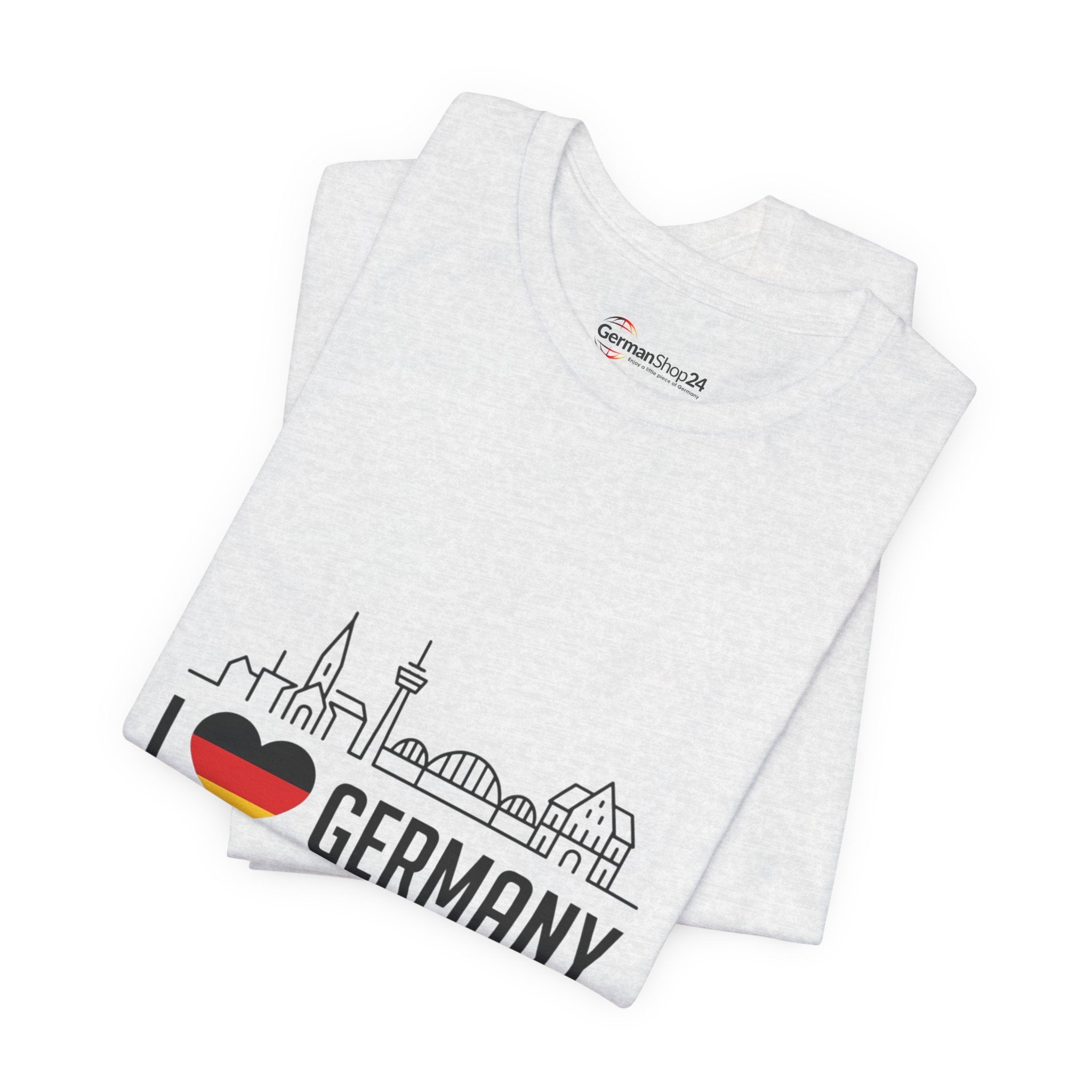 I Heart Germany Skyline T-Shirt — Love Germany Tee with Flag Heart