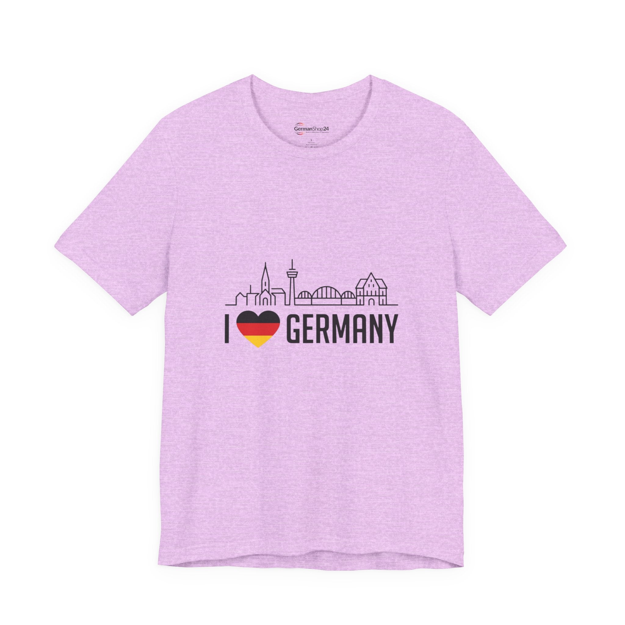 I Heart Germany Skyline T-Shirt — Love Germany Tee with Flag Heart