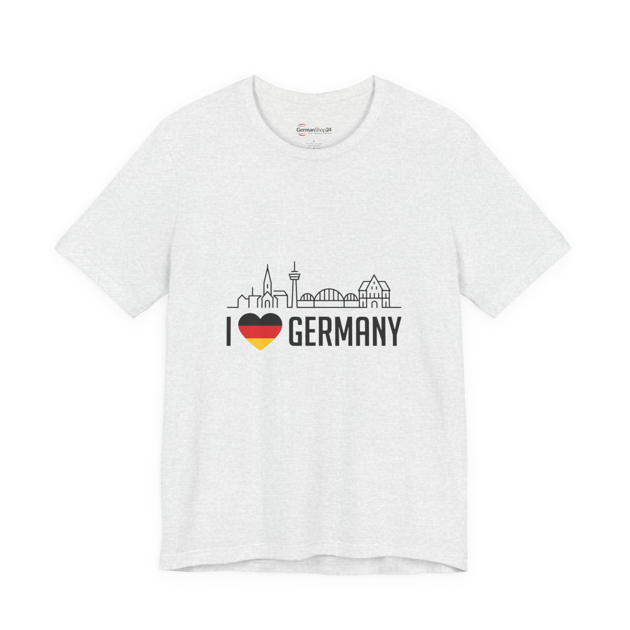 I Heart Germany Skyline T-Shirt — Love Germany Tee with Flag Heart