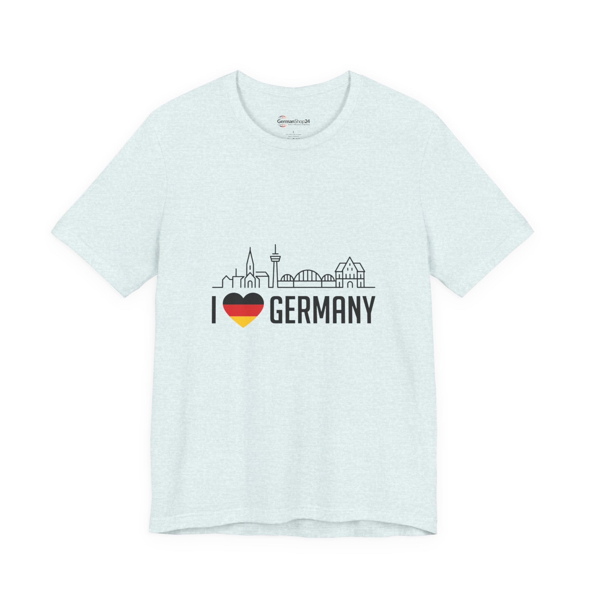 I Heart Germany Skyline T-Shirt — Love Germany Tee with Flag Heart