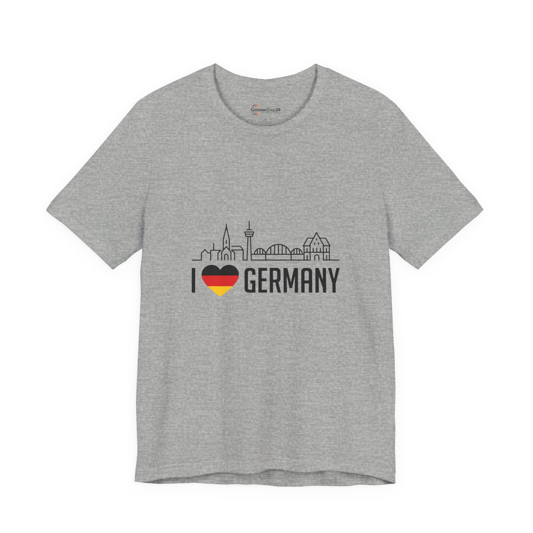I Heart Germany Skyline T-Shirt — Love Germany Tee with Flag Heart