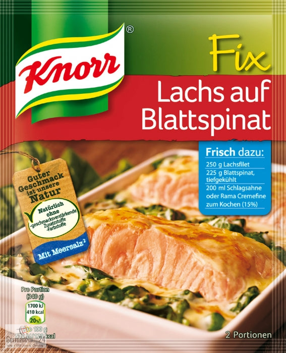 Knorr Fix for Salmon on Spinach Leaves