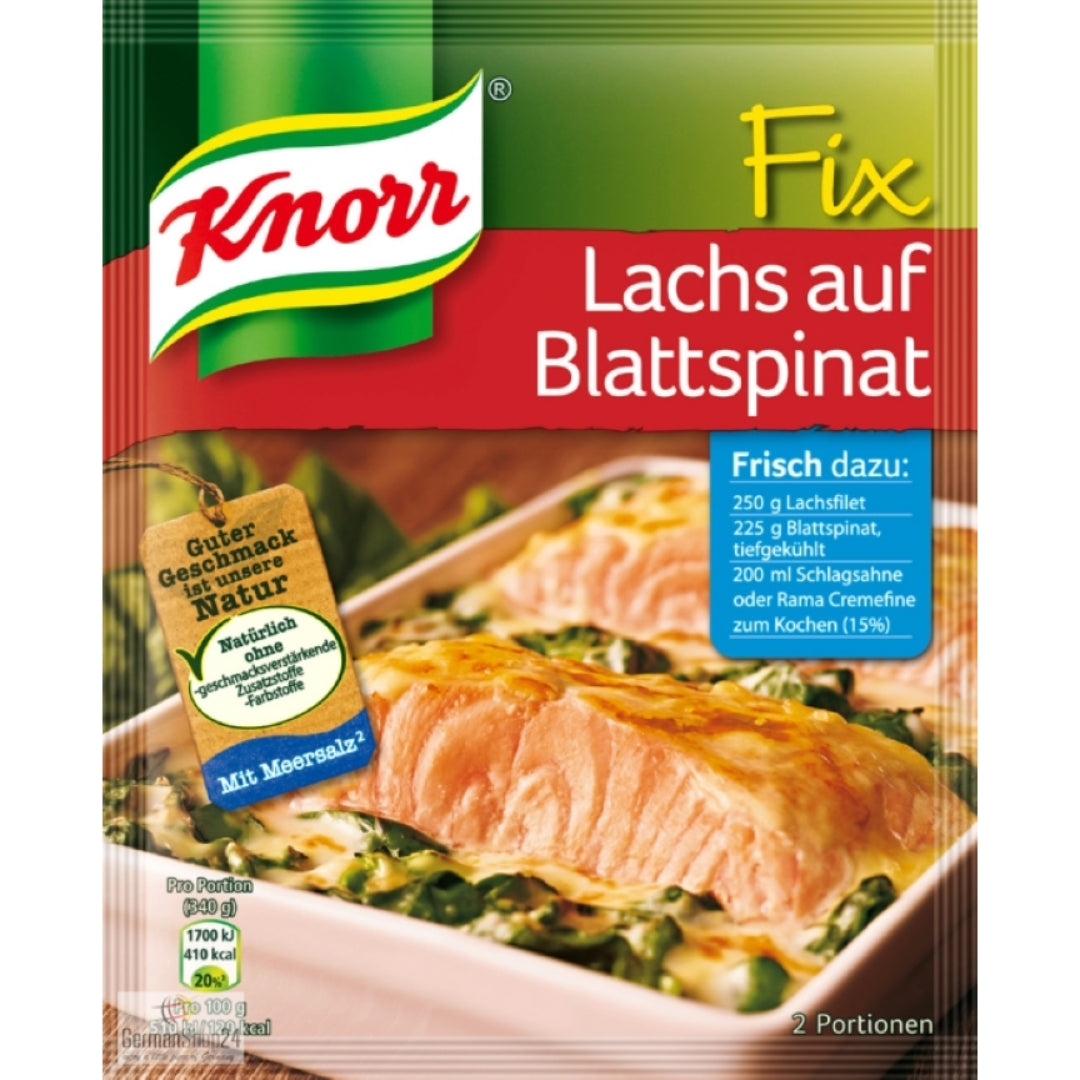 Knorr Fix for Salmon on Spinach Leaves