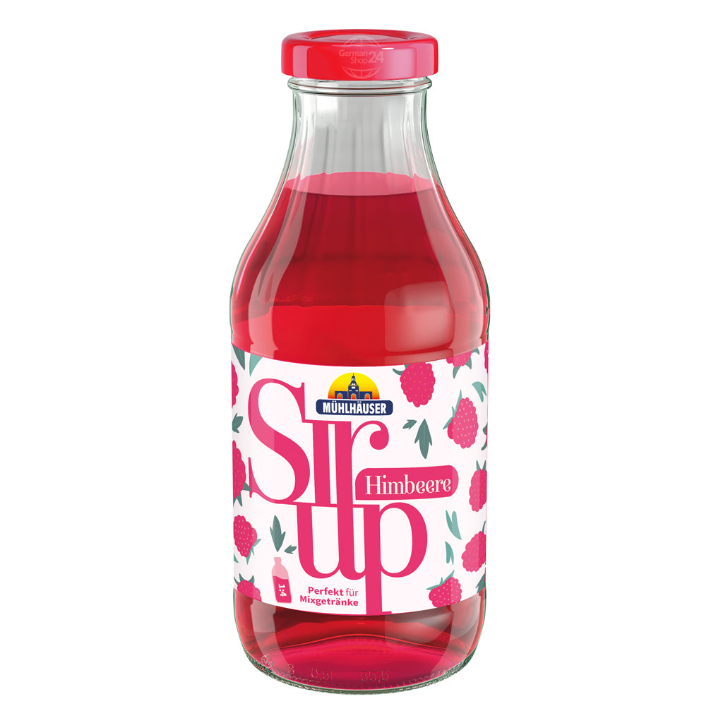 Muehlhaeuser Beverage Syrup Raspberry Flavor 17.6 fl.oz Glass Bottle
