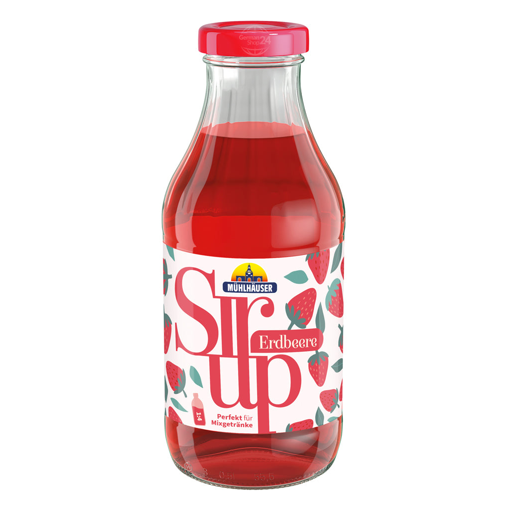 Muehlhaeuser Beverage Syrup Strawberry Flavor 17.6 fl.oz Glass Bottle