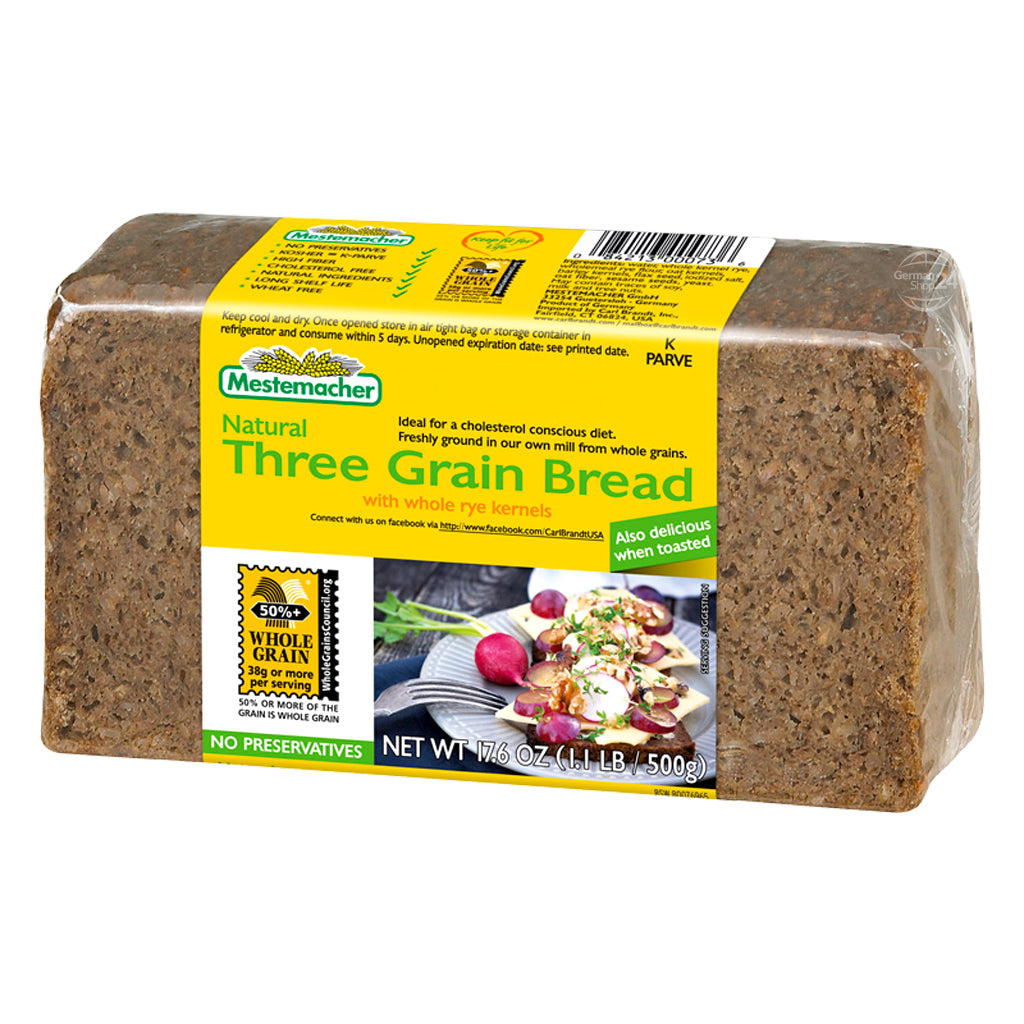 Mestemacher Natural Three Grain Bread 17.6 oz