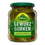 Kuehne Pickled Gherkins Refined with Herbs 24 oz Glass Jar