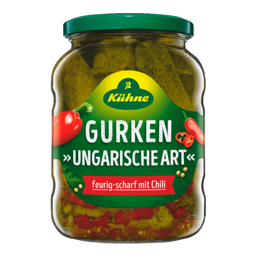 Kuehne Hungarian-Style Pickles Hot & Spicy 24 oz Glass Jar