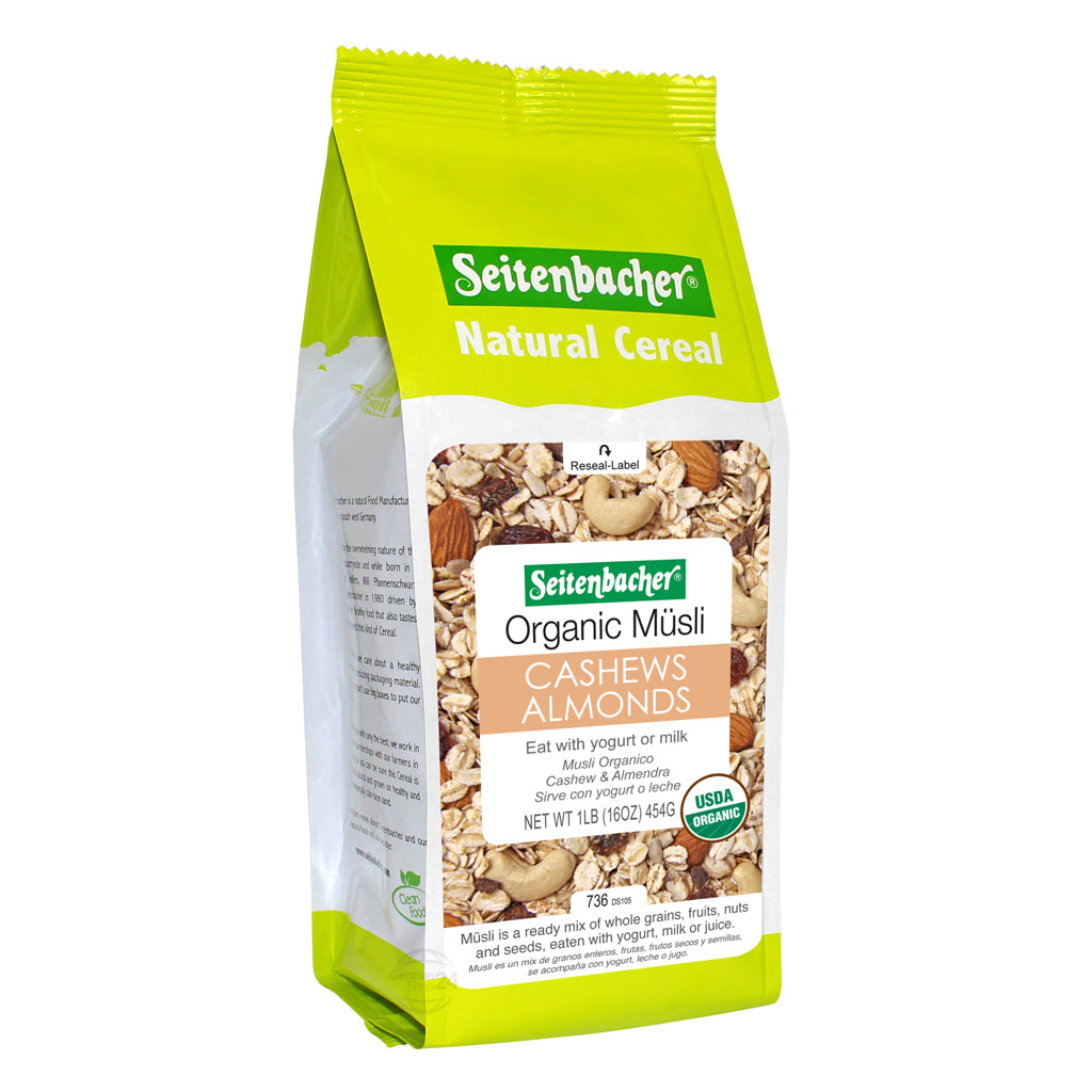 Seitenbacher Organic Muesli Cashews & Almonds 16 oz Bag