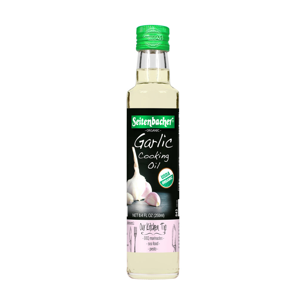 Seitenbacher Organic Garlic Cooking Oil 8.45 fl.oz Glass Bottle
