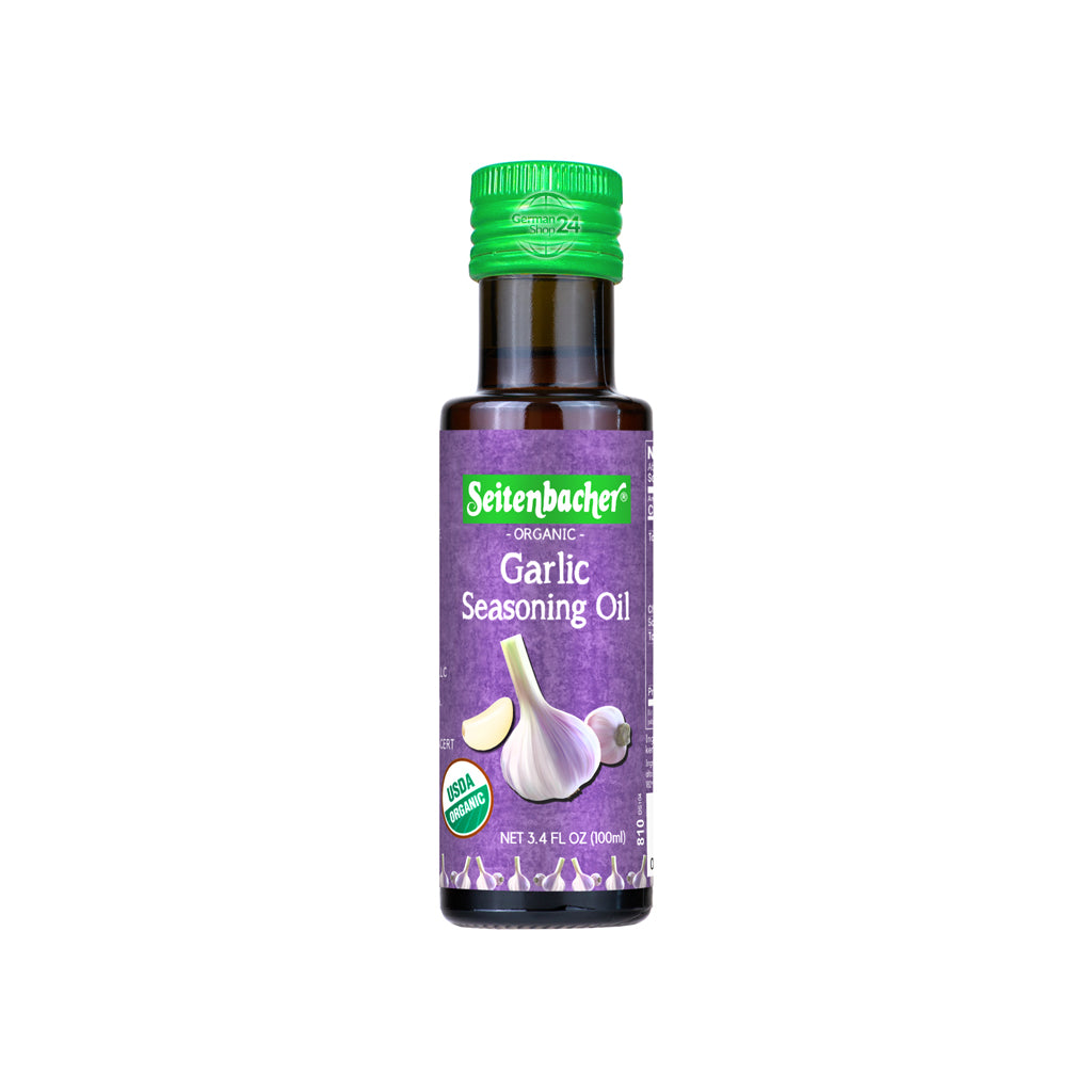 Seitenbacher Organic Garlic Seasoning Oil 3.38 fl.oz Glass Bottle