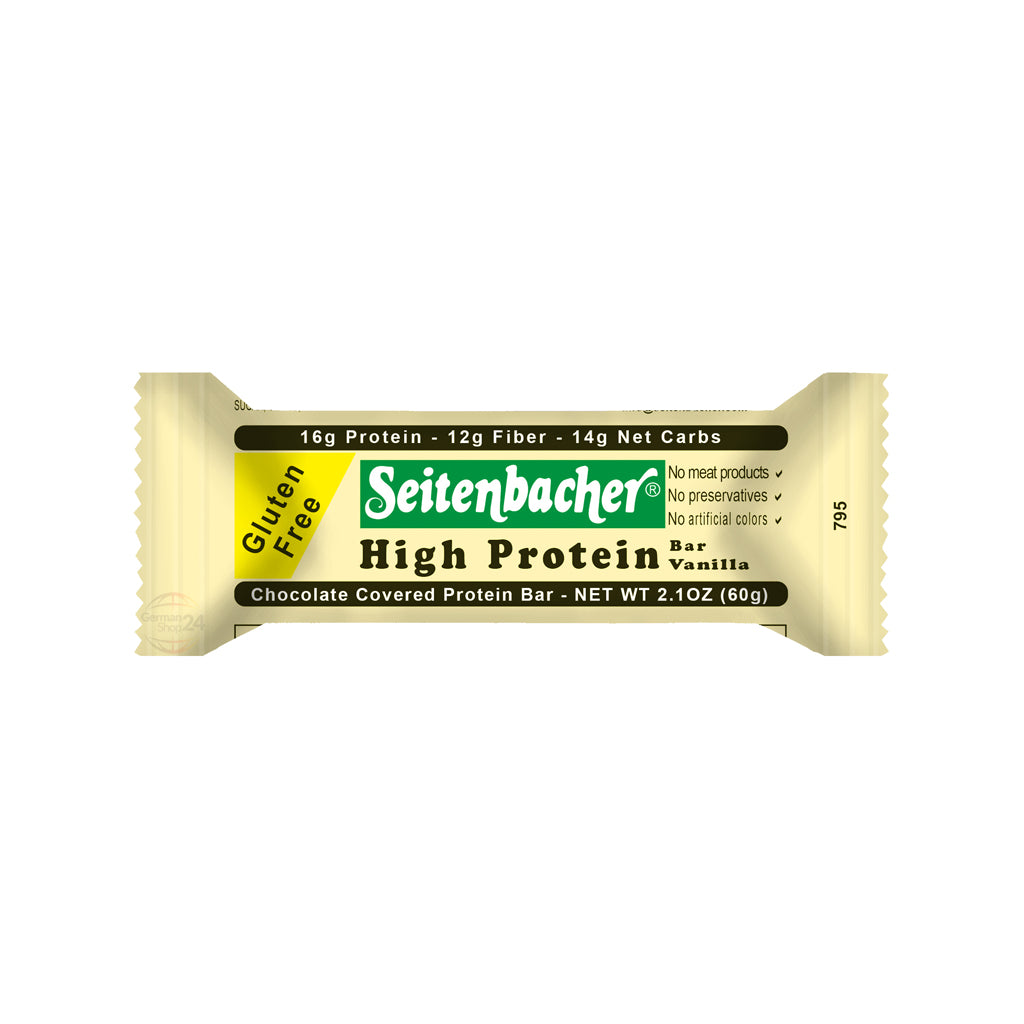 Seitenbacher Chocolate Covered High Protein Bar, Vanilla, 2.12 oz
