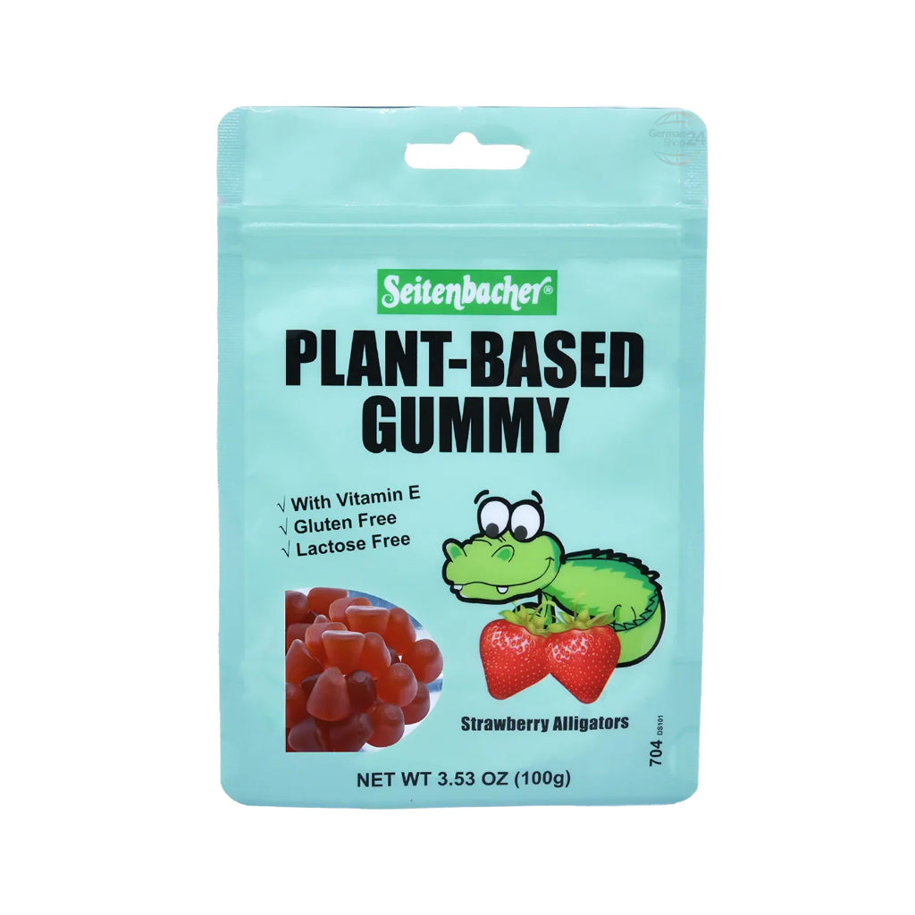 Seitenbacher Plant-Based Gummy Candy Strawberry Alligators 3.53 oz Pouch