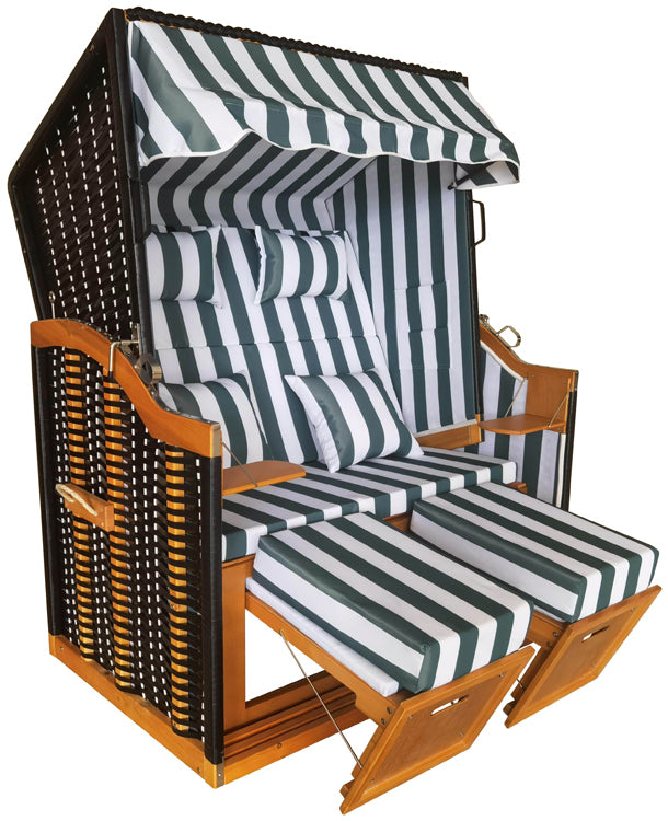 Economy Strandkorb™ Baltic Sea Model, Green-White Striped