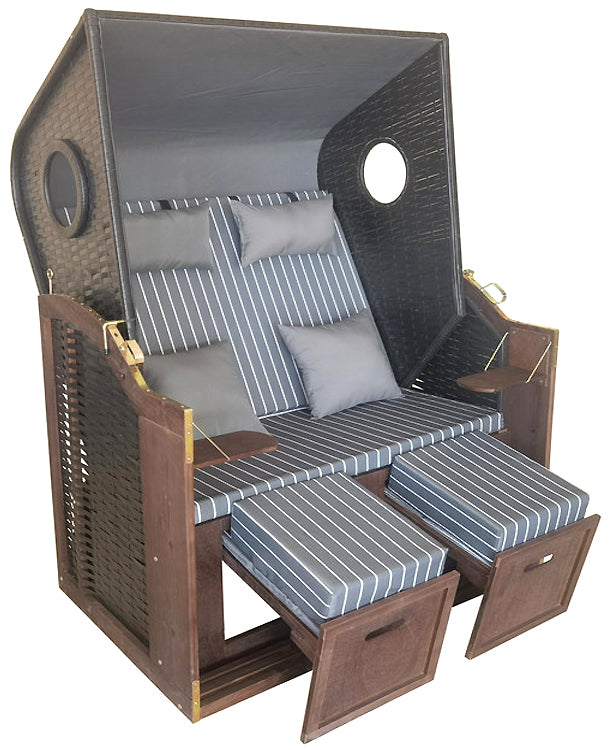 Economy Strandkorb™ Baltic Sea Model, Gray Striped with Portholes