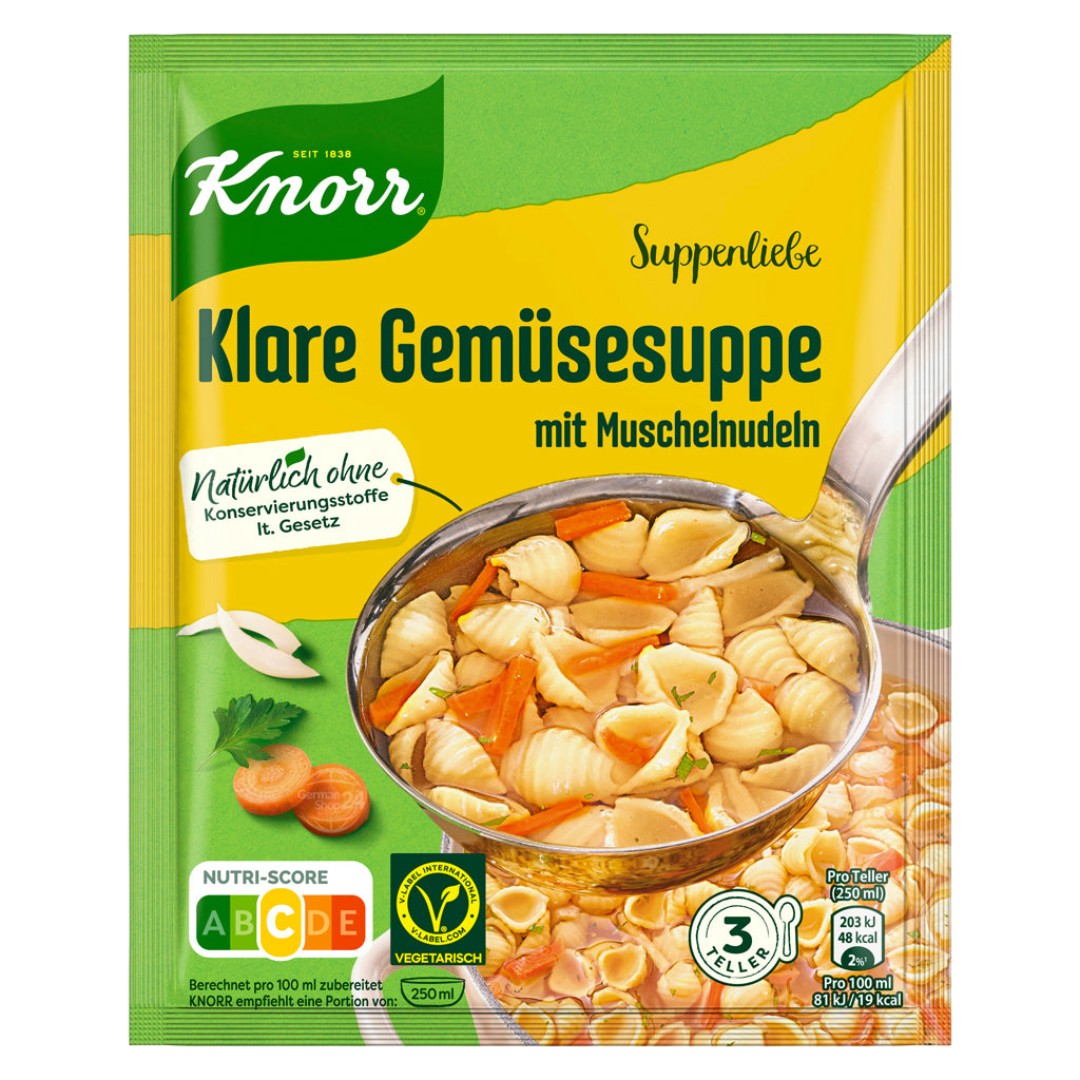 Knorr Suppenliebe Clear Vegetable Soup with Shell Pasta